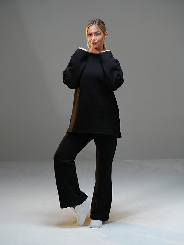 Set Long Sleeve Shirt with Wide Leg Pant