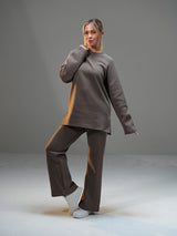 Set Long Sleeve Shirt with Wide Leg Pant