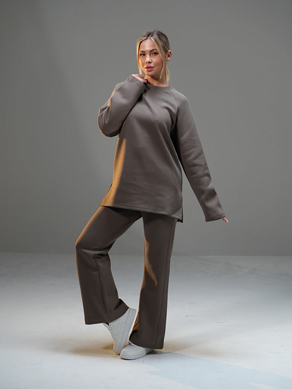 Set Long Sleeve Shirt with Wide Leg Pant
