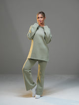 Set Long Sleeve Shirt with Wide Leg Pant
