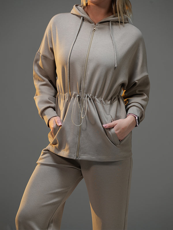 Set Long Soft Touch Jacket and Wide Leg Pant