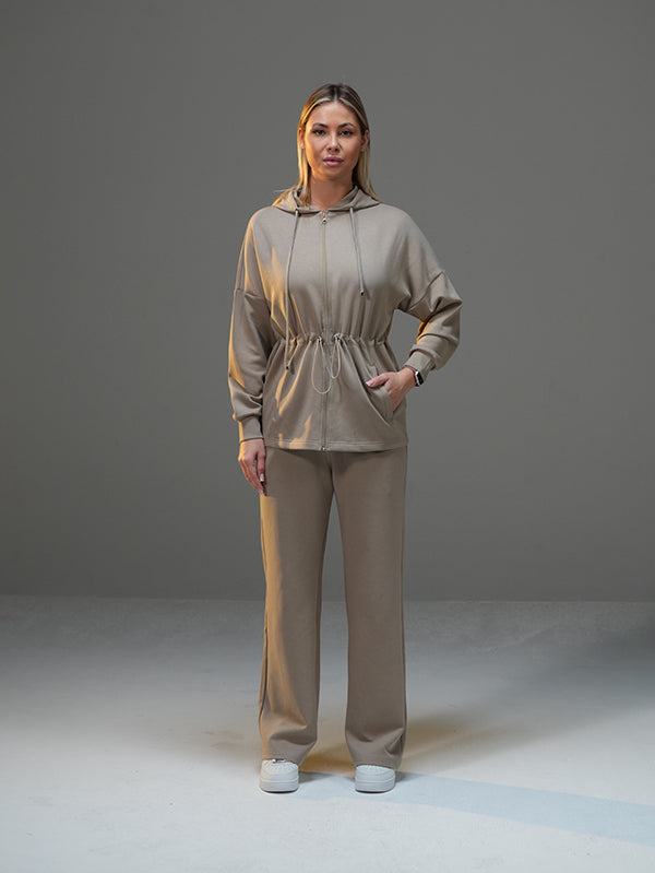 Set Long Soft Touch Jacket and Wide Leg Pant