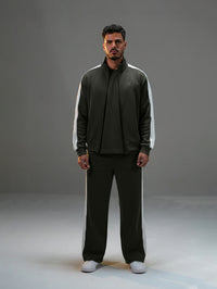 Regular Fit Set Striped Track Pant with Striped Jacket