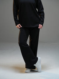 Set Half-Zip Long Sleeve with Wide Leg Pant