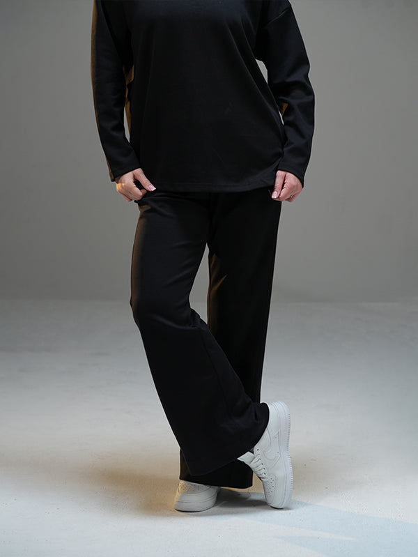 Set Half-Zip Long Sleeve with Wide Leg Pant