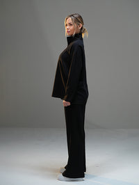 Set Half-Zip Long Sleeve with Wide Leg Pant