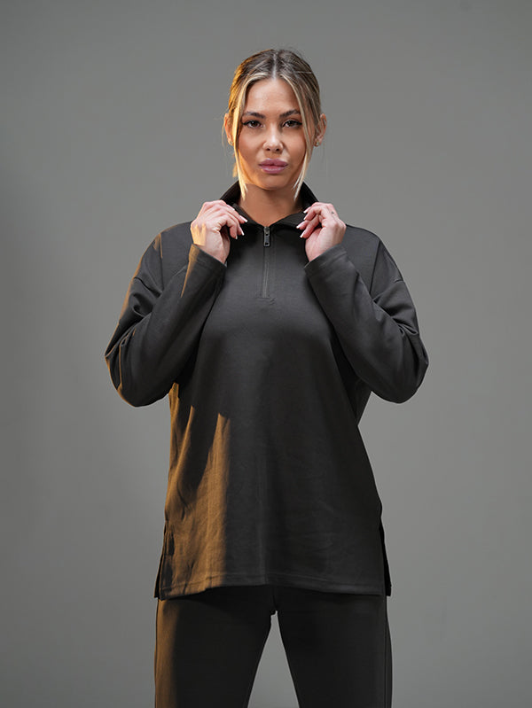 Set Half-Zip Long Sleeve with Wide Leg Pant