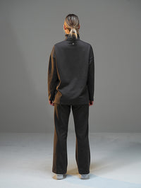 Set Half-Zip Long Sleeve with Wide Leg Pant