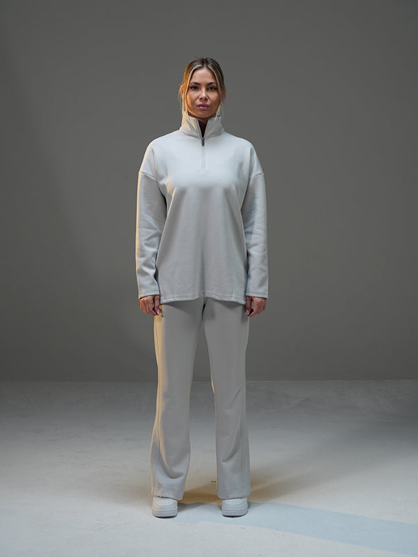 Set Half-Zip Long Sleeve with Wide Leg Pant