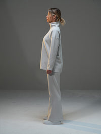 Set Half-Zip Long Sleeve with Wide Leg Pant