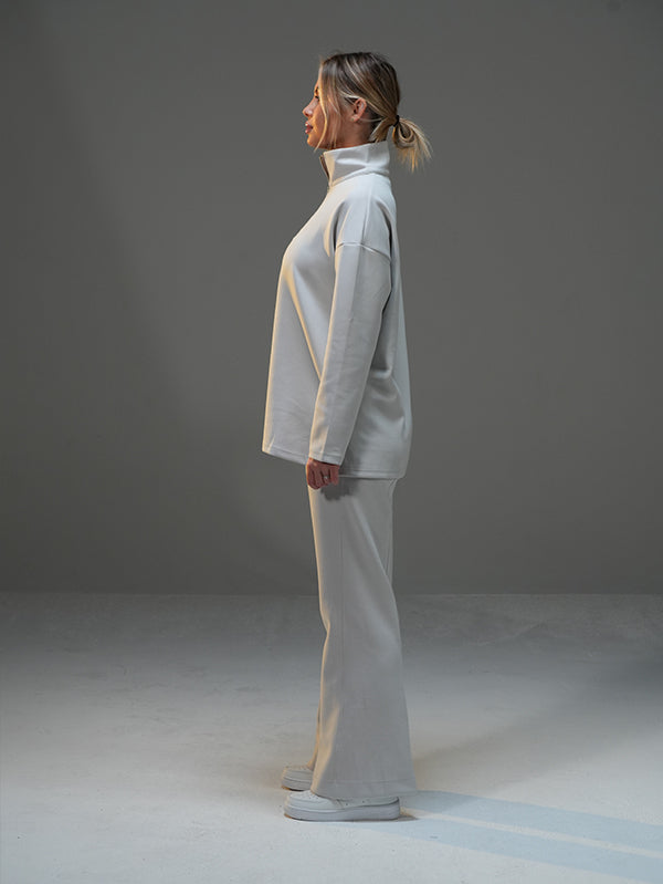 Set Half-Zip Long Sleeve with Wide Leg Pant