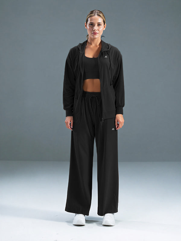 Polyester Set Wide Leg Pants and Jackets