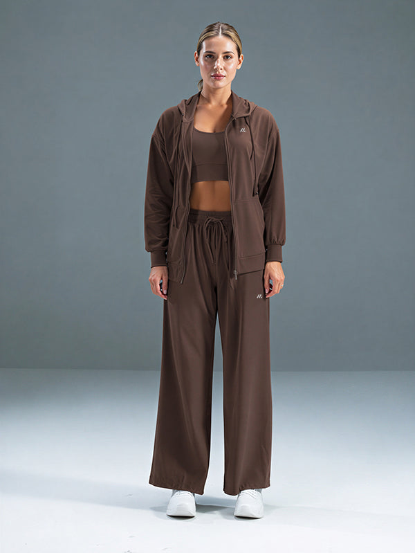 Polyester Set Wide Leg Pants and Jackets