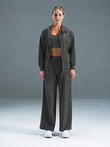 Polyester Set Wide Leg Pants and Jackets