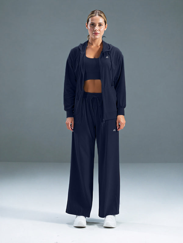 Polyester Set Wide Leg Pants and Jackets