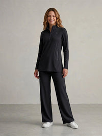 Polyester Set Long Sleeve Shirt With High Waisted Pant