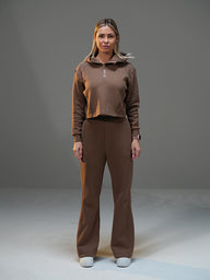 Set Cropped Jacket with Wide Leg Pant