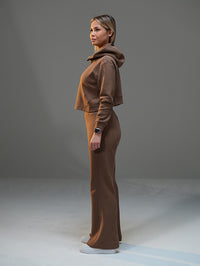 Set Cropped Jacket with Wide Leg Pant