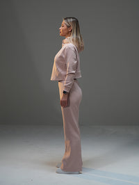 Set Cropped Jacket with Wide Leg Pant