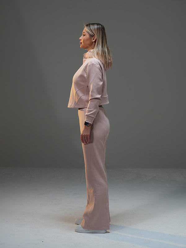 Set Cropped Jacket with Wide Leg Pant