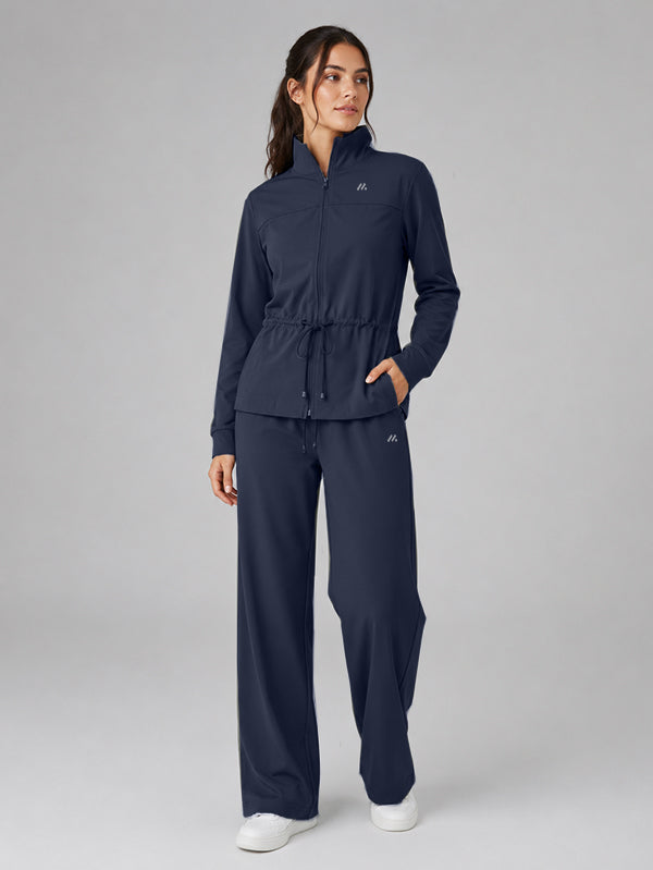Polyester Set Wide Leg Pants and Jackets