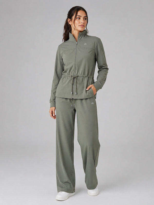 Polyester Set Wide Leg Pants and Jackets