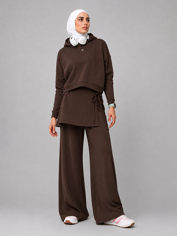 Set Hoodie with Wide Leg Pant with Waist Cover (3 Pieces)