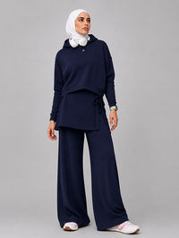 Set Hoodie with Wide Leg Pant with Waist Cover (3 Pieces)