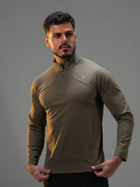 Polyester Half-Zip Long Sleeve Shirt