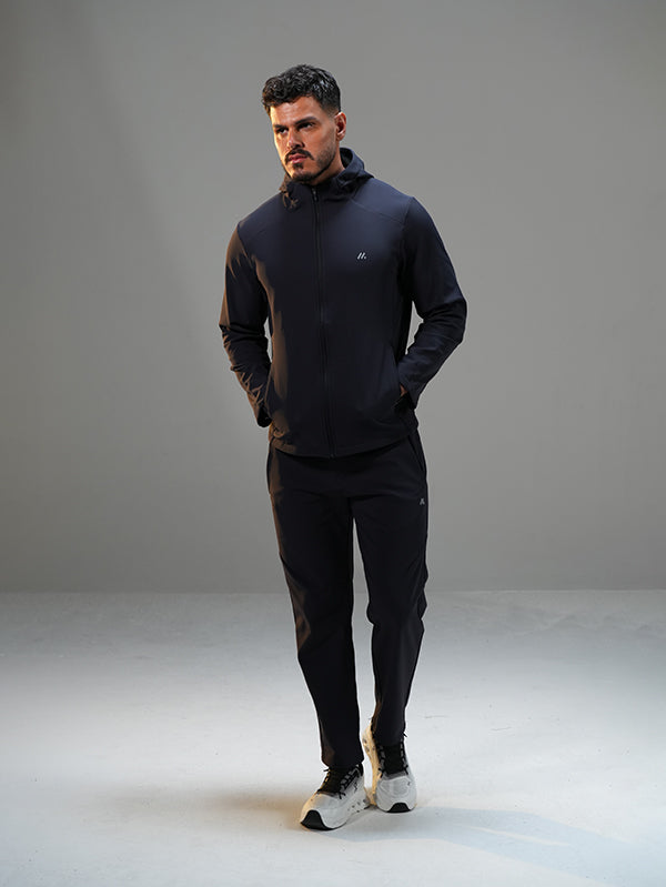 Polyester Set Jacket with Straight Leg Pant