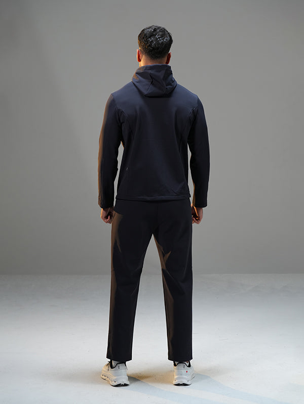 Polyester Set Jacket with Straight Leg Pant