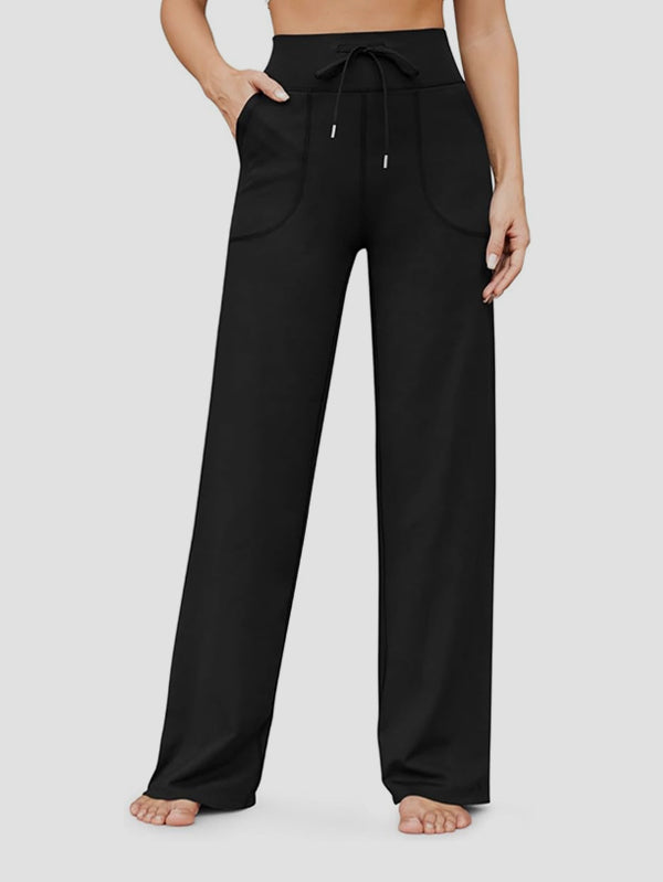 Stretch Wide Leg Trousers High Waisted