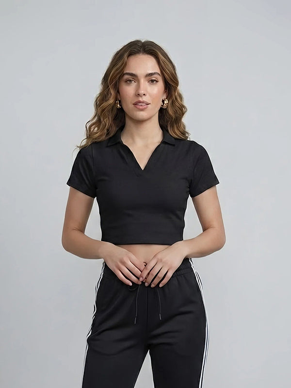 Crop Polo Slim Fit T-shirt
