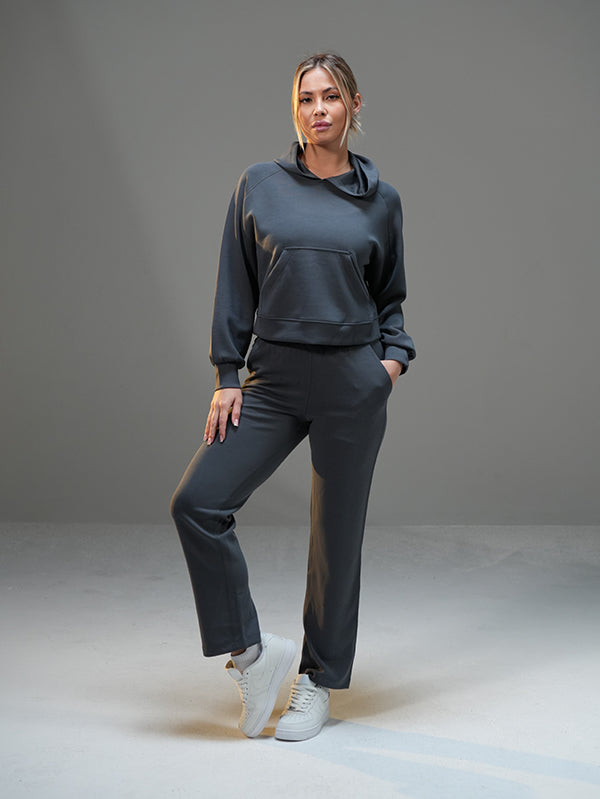 Set Casual Cropped Hoodie with pant