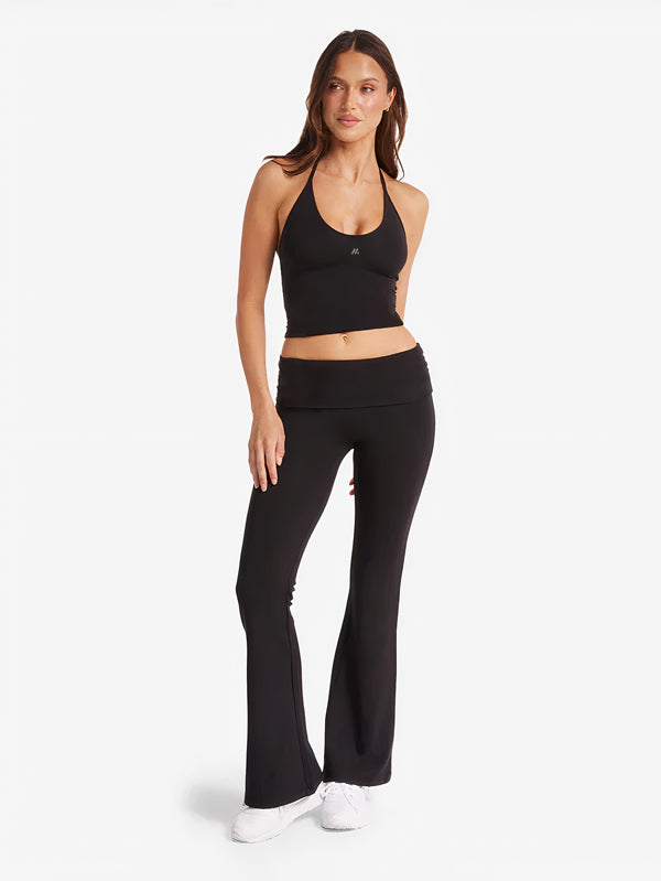 Set Halter Tie Tank With Flare Pant