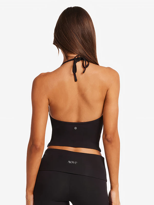 Set Halter Tie Tank With Flare Pant