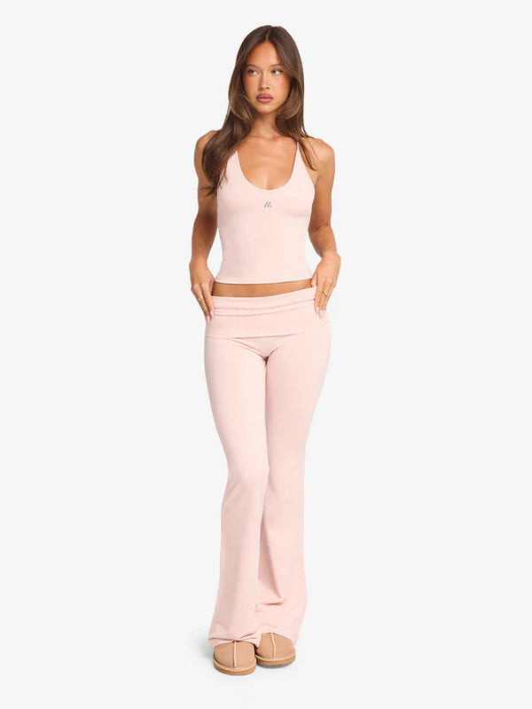 Set Halter Tie Tank With Flare Pant
