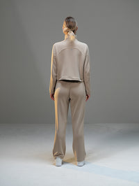 Set Cropped Half-Zip Hoodie with Wide Leg Pant