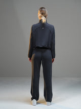 Set Cropped Half-Zip Hoodie with Wide Leg Pant