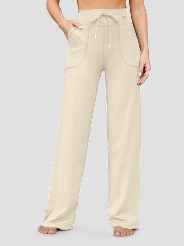 Stretch Wide Leg Trousers High Waisted