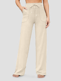 Stretch Wide Leg Trousers High Waisted