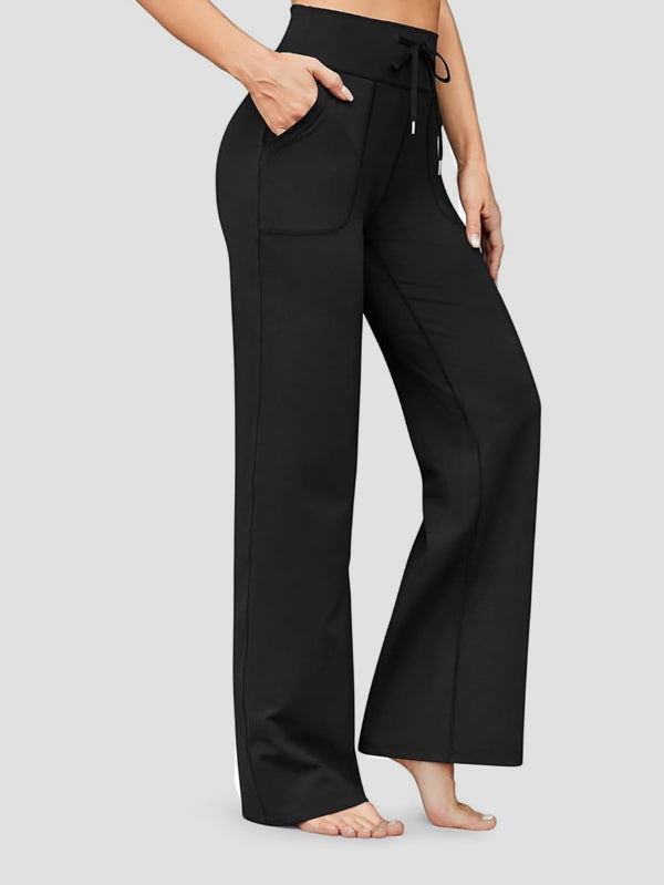Stretch Wide Leg Trousers High Waisted