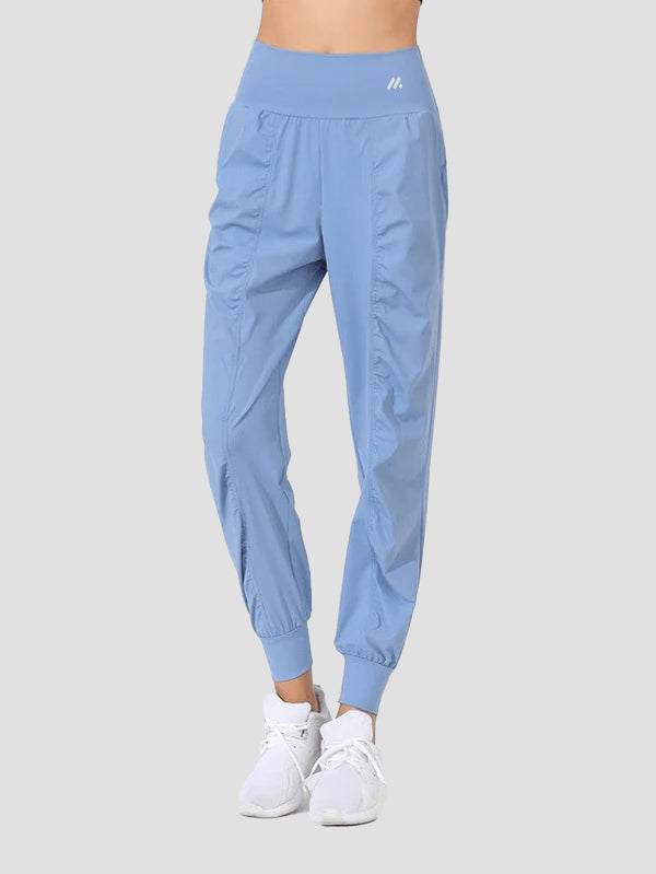 Lightweight Sports  Pants with a Wide Belt and Cuffs