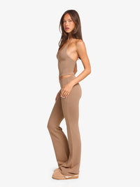 Set Halter Tie Tank With Flare Pant